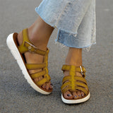 Women's Retro Hollowed Out Open Toe Flat Beach Sandals