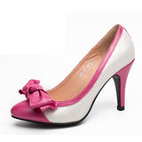 Pointed Toe Thin Heel Pumps With Bowknot