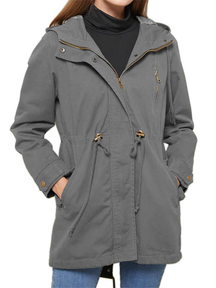 Daily Hooded Lightweight Long Sleeve Windproof Women Coats
