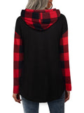 Long Sleeve Printed Plaid Women's Hooded Tops