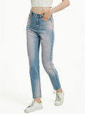 Youth Campus Casual Style Harem Pants Washed Effect Denim Jeans for Women