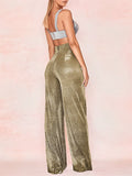 Women's High Waist Loose-fitting Shiny Wide Leg Long Pants
