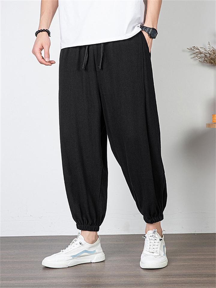 Fashion Embroidery Casual Plus Size Wide-Leg Cropped Trousers
