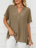 Women's Summer Thin V Neck Short Sleeve Pullover Chiffon T-shirts