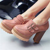 Microfiber High Heel Round Toe Leisure Shoes