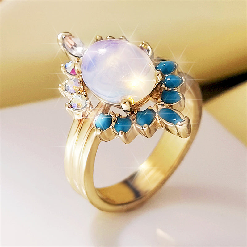 Lady Splendid Creative Colour Flower Engagement Ring