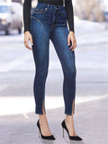 Women's Street Style Washed Effect Fashion Long Denim Jeans