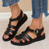 Women's Retro Hollowed Out Open Toe Flat Beach Sandals