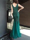 Stunning V Neck Backless Mermaid Formal Attire for Women