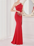 Graceful Sexy Slim Split One-Shoulder Long Evening Dresses