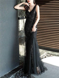 Stunning V Neck Backless Mermaid Formal Attire for Women