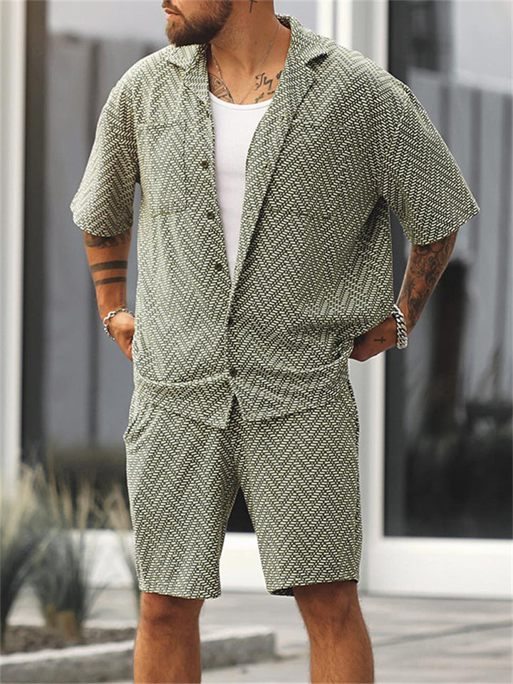 Men's Summer Vacation Lapel Short Sleeve Shirt Sets