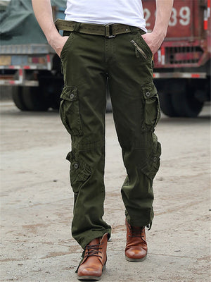 Men's Loose Straight Outdoor Multi-Pocket Cargo Pants