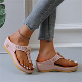 Summer Vacation Wedge Heels Slip On Sandals for Women