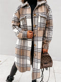 Women's Fashion Long Plaid Shacket Coat