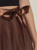 Casual Graceful Multiple Layers Solid Color Free Size Tulle Skirts