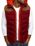 Mens Stylish Color Block Hooded Padded Vest