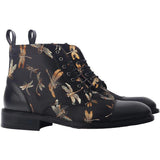 Men's Fashion Floral Printed Black Jack Boots