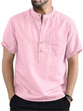 Solid Color Short Sleeve Shirts With Pocket