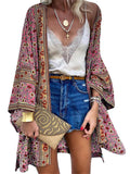 Bohemian Style Floral Pattern Loose Fit Long Sleeve Open Front Cardigan