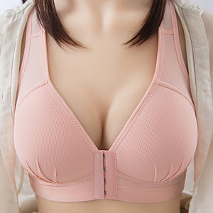 Women's Ribbed Wireless Front Closure T-Shirt Bras - Pink