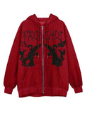 Casual Stylish Printed Loose Y2K Grunge Jacket Hoodie