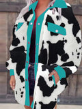 Trendy Leopard Print Lapel Patchwork Women Plush Jacket Coats