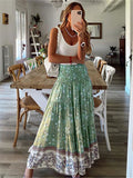 Cute High-Waist Floral Pattern Pleated Maxi Skirts