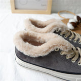 Womens Canvas Snow Sneakers Fur Lined Shoes