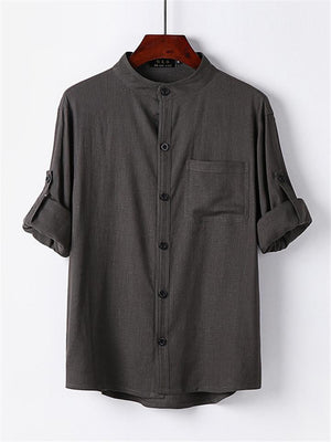 Casual Loose Comfy Linen Buttons Long Sleeve Shirts