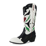 Fashion Contrast Color Mid Calf Boots