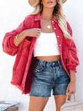 Women's Trendy Lapel Raw Edge Long Sleeve Denim Jacket