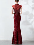 Stunning Sequined Round Mermaid Maxi Dress for Formal Party