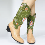 Fashion Contrast Color Mid Calf Boots