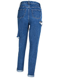 Campus Street Style Ripped Casual Harem Pants Blue Jeans for Women