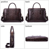 Men's Crocodile Pattern Design Leather Business Double Zipper Laptop Bag Crossbody Bag