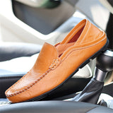 Men‘s Genuine Leather Casual Slip On Driving Shoes