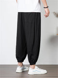 Fashion Embroidery Casual Plus Size Wide-Leg Cropped Trousers