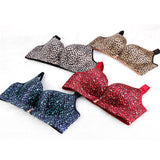 Leopard Print Back Wireless Front Closure Push Up Bras
