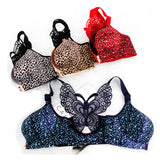 Leopard Print Back Wireless Front Closure Push Up Bras