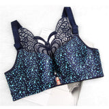 Leopard Print Back Wireless Front Closure Push Up Bras