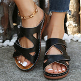 Summer Hollow Out Velcro Wedge Heel Casual Slippers for Women