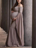 Gorgeous Sweetheart Neckline Off Shoulder Front Ruched Chiffon Mermaid Maternity Gown