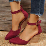 Women's Stylish Pointed Toe Ankle Strap Wedge Heel Sandals