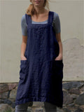 Women's Comfort Relaxed Cotton Linen Home Wear Dress