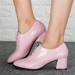 Solid Color Lace-Up Microfiber High Heel Shoes