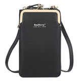 Casual Style Multiple Compartment Grain Textured Detachable Shoulder Strap Wallet Phone Holder