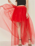 Casual Trendy Irregular Hem Sexy Tulle Solid Color Skirts For Women