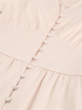 V-Neck Single Breasted High Waist Long Dress