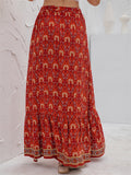 High Waist Casual Printed Split Long Skirts